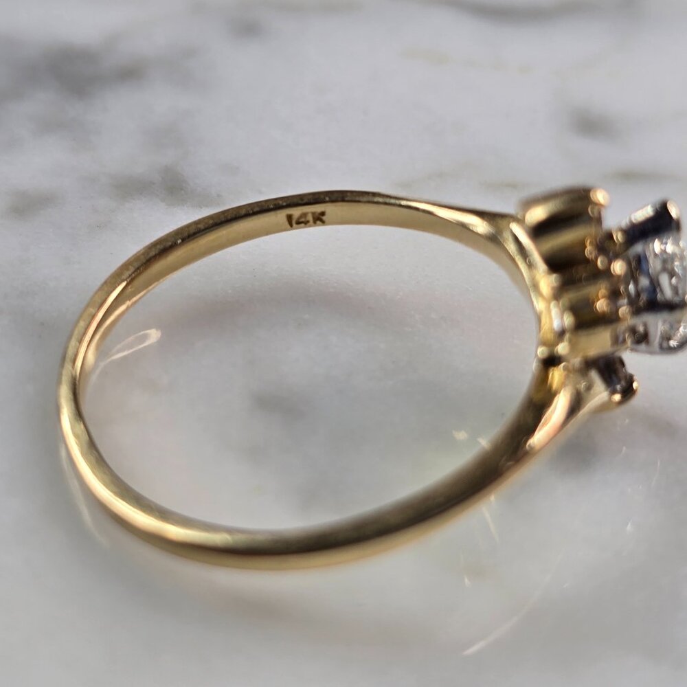 Womens Vintage Estate 14K Yellow Gold Diamond Ring, 2.3g E1839 - Picture 4 of 6